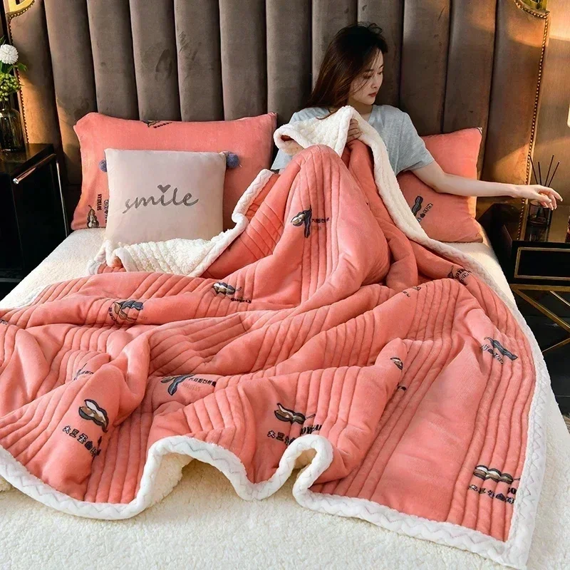 Soft Fluffy Warm Winter Blanket Thicken Lamb's Wool Autumn Warmth Blankets for Bed Milk Velvet Comfortable Sofa Blanket Throw