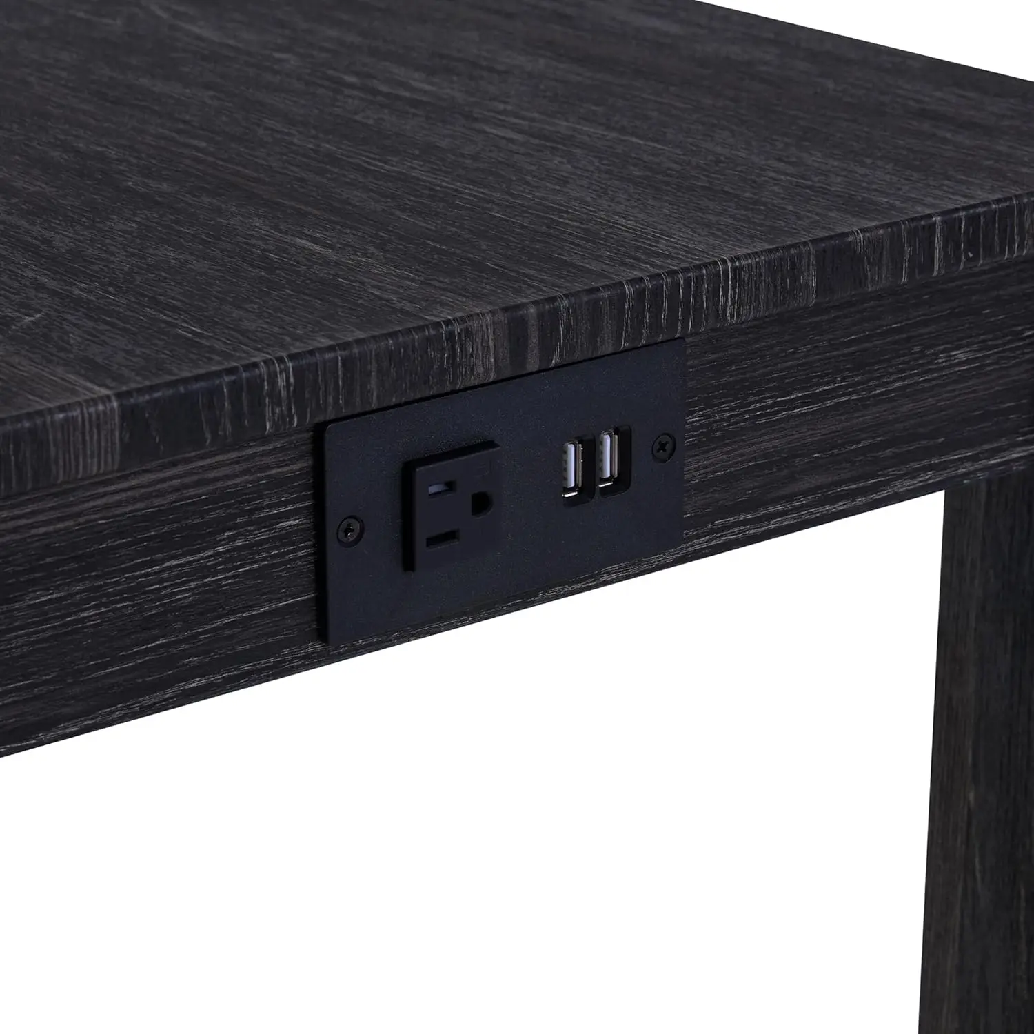 Duhome 4 Piece Bar Table Set With Power Outlet,Industrial Breakfast Table With 3 Padded Stools Solid Wood Counter Height Dining