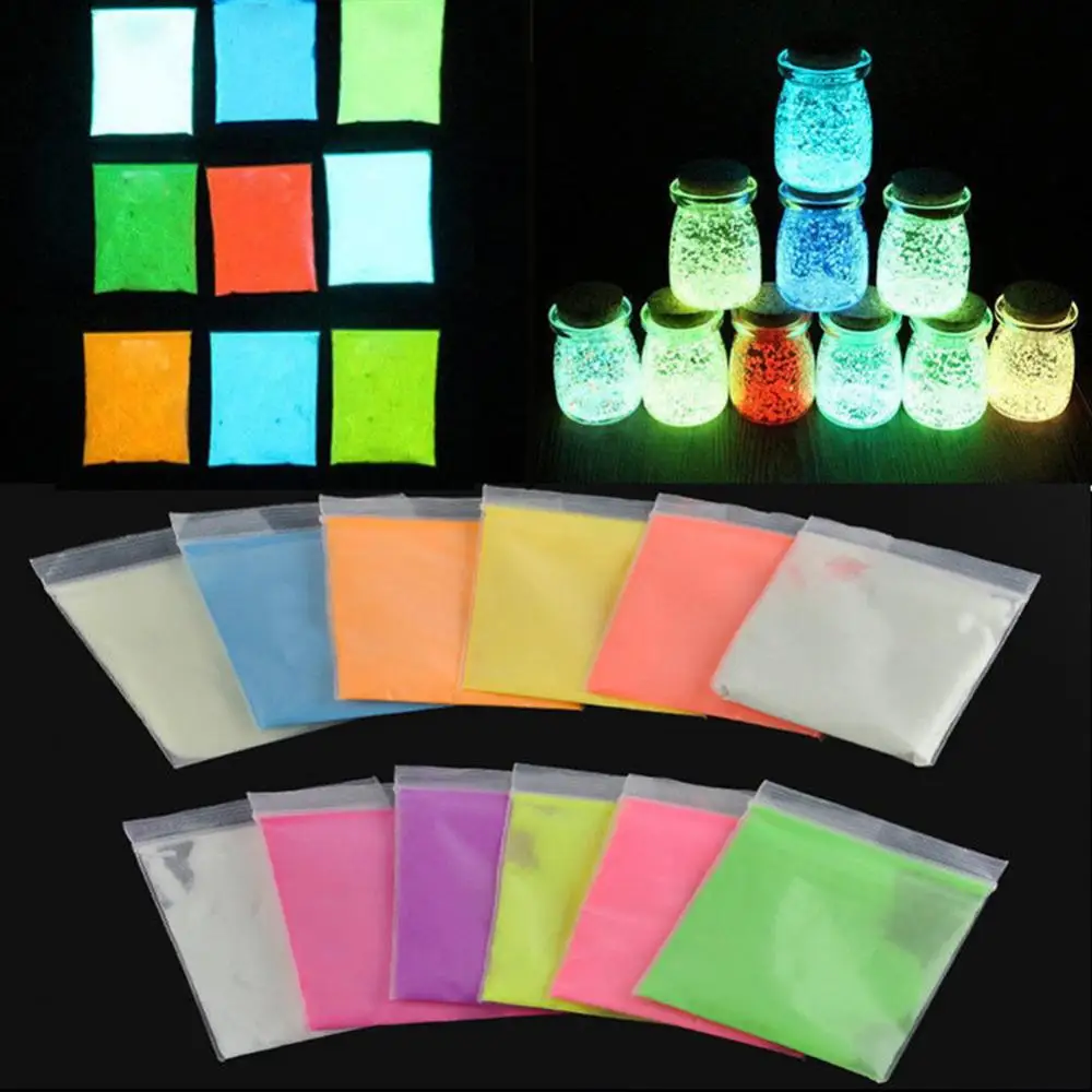 10g Fluorescent Powder Super Bright DIY Epoxy Resin Mold Nail Art Glitter Powder Glow In The Dark Jewelry Making Powder Pigment