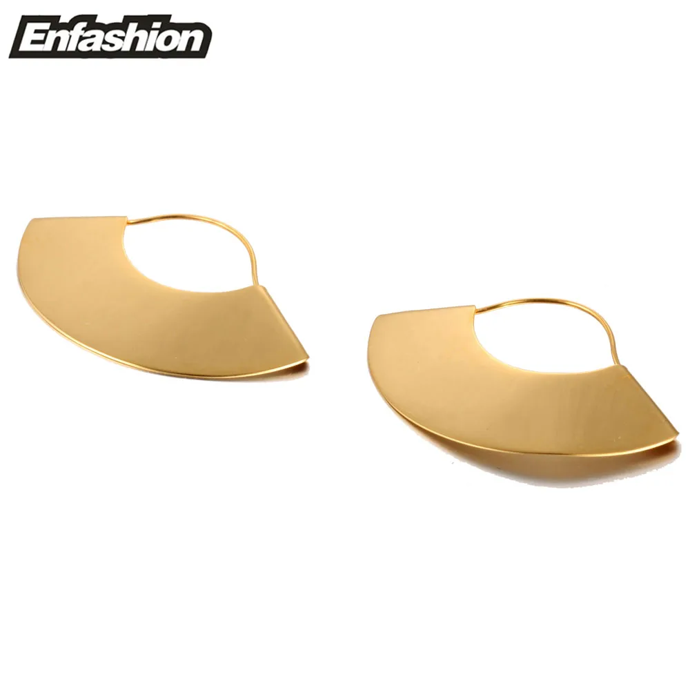 Enfashion Vintage Camber Fan Dangle Earrings Matte Gold color Earings Drop Earrings For Women Long Earring Jewelry Brinco E5424