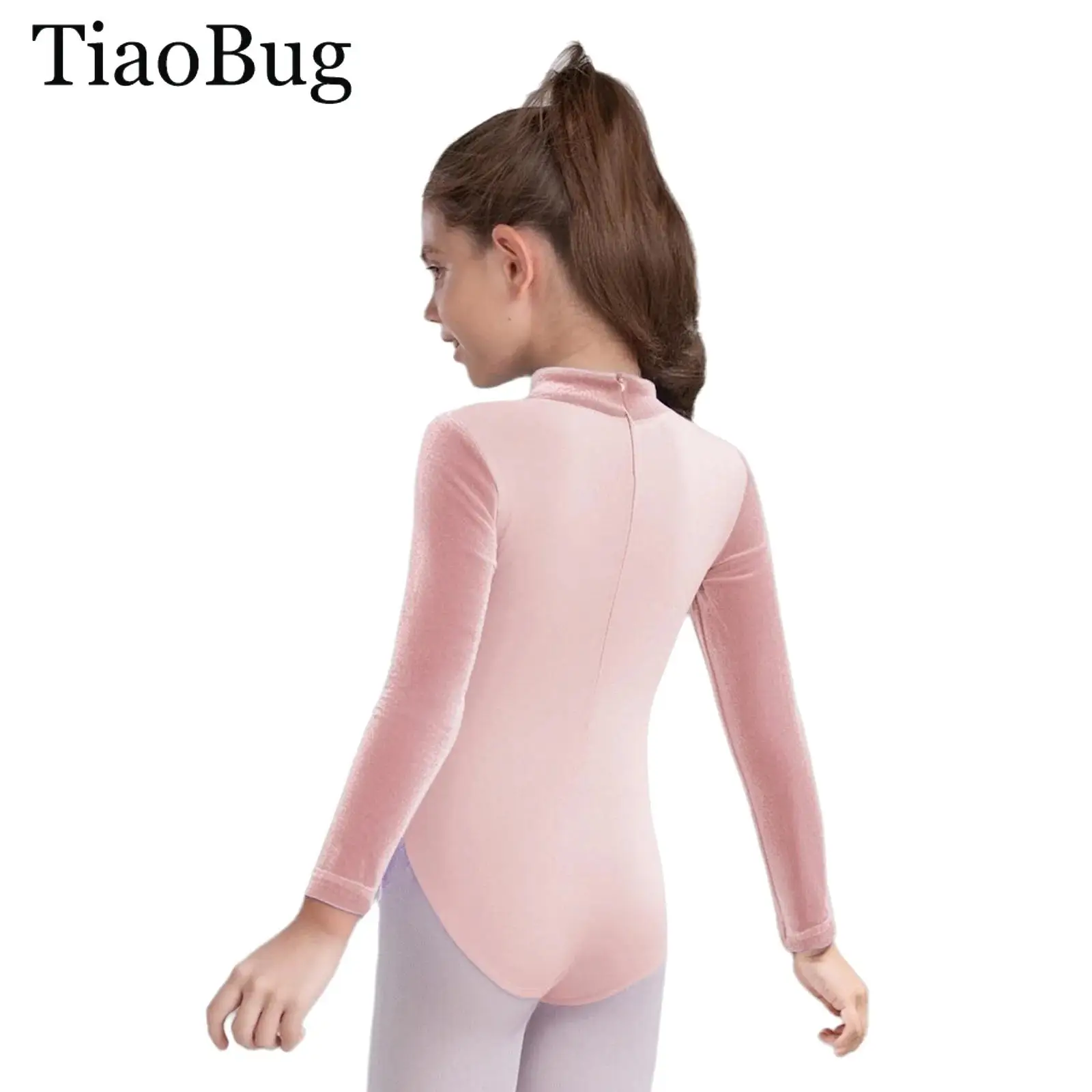 

Girls Gymnastics Ballet Dance Leotard Long Sleeves Velvet Mesh Patchwork Cotton Warm Ballet Bodysuit Workout Dancewear Costumes