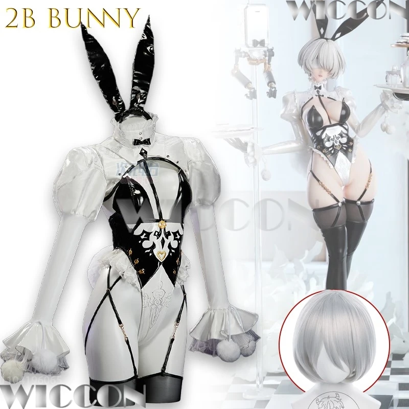 AutomataNi YoRHa No2 TypB Playboy Bunny disfraz de Cosplay hecho en abanico juego de rol para mujer traje de Anime Carnaval de Navidad de alta calidad