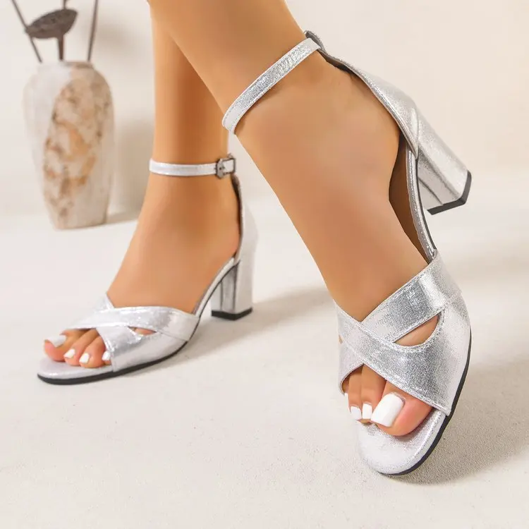 2026 New Brand Ladies Shoes Buckle Strap Women's Sandals Fashion Open Toe Office and Career Summer Newplus Size Heeled Sandals
