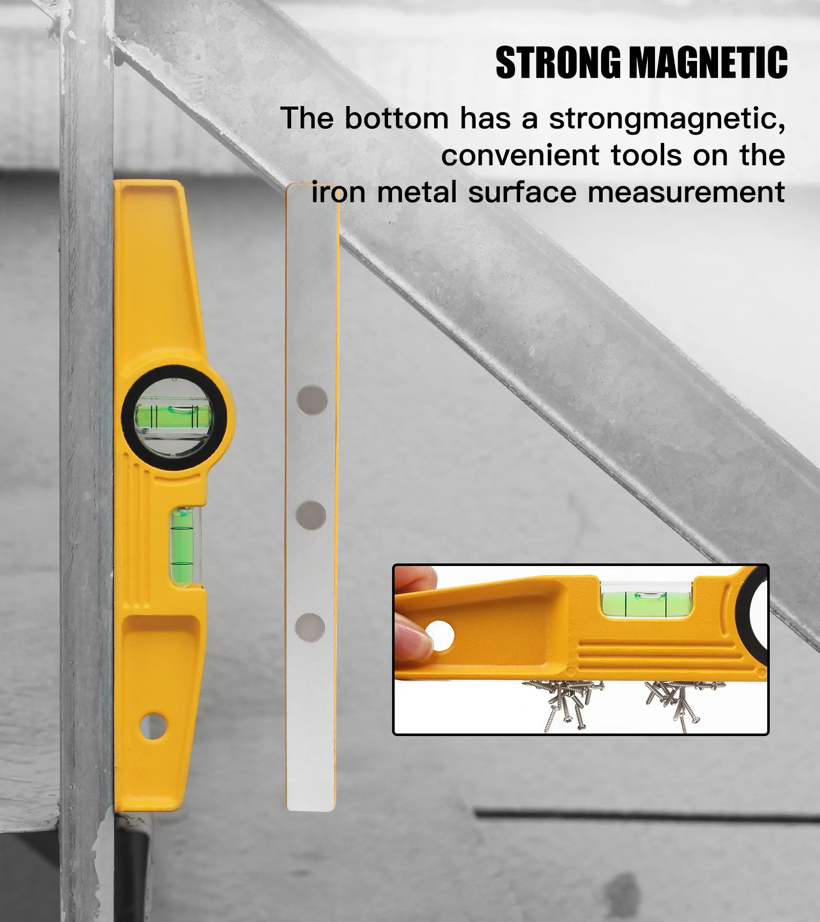 Rongpro Portable Magnetic Spirit Level High Precision Aluminum Construction Tool Measurement Bubble Level Gauge With cloth bag