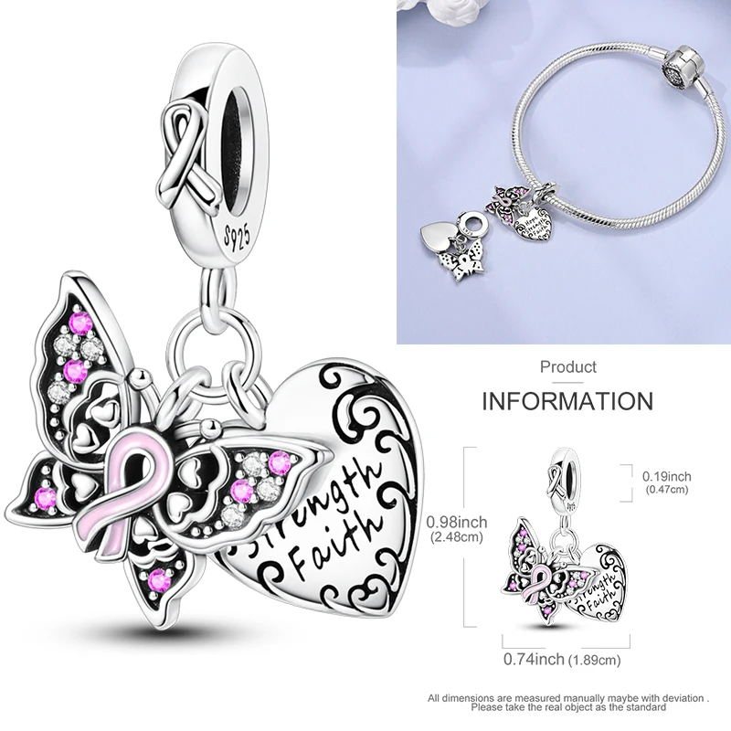 Schmetterlingsanhänger 925 Sterling Silber Rosa Blau Regenbogen Perlenanhänger Passend für Europäische Armbänder DIY Schmuck Geschenk für Frauen und Mädchen 2026 – Detail 30