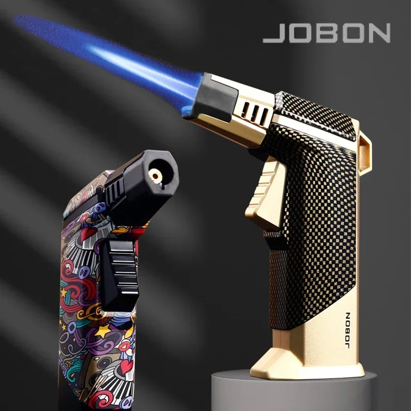 New JOBON Windproof Strong Blue Flame Gun Lighter  With Flame Lock Non-slip Base Ignition Gadgets