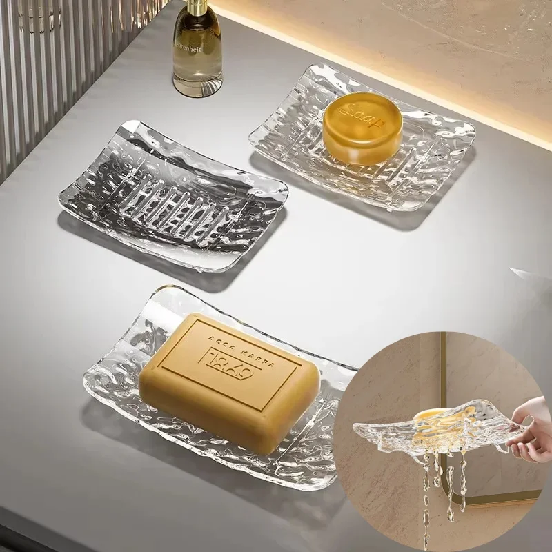 

Transparent Light Luxury Soap Box Portable Bathroom Soap Storage Rack for Household Use Soap Dishes Bathroom Storage