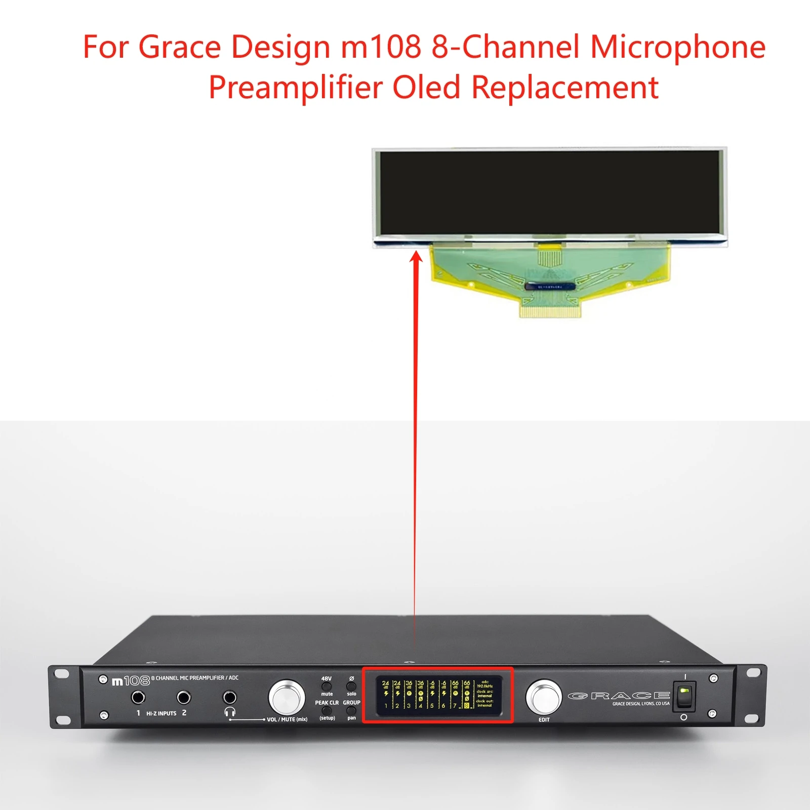 New Oled Display screen for Grace Design m108 8-Channel Microphone Preamplifier Replacement