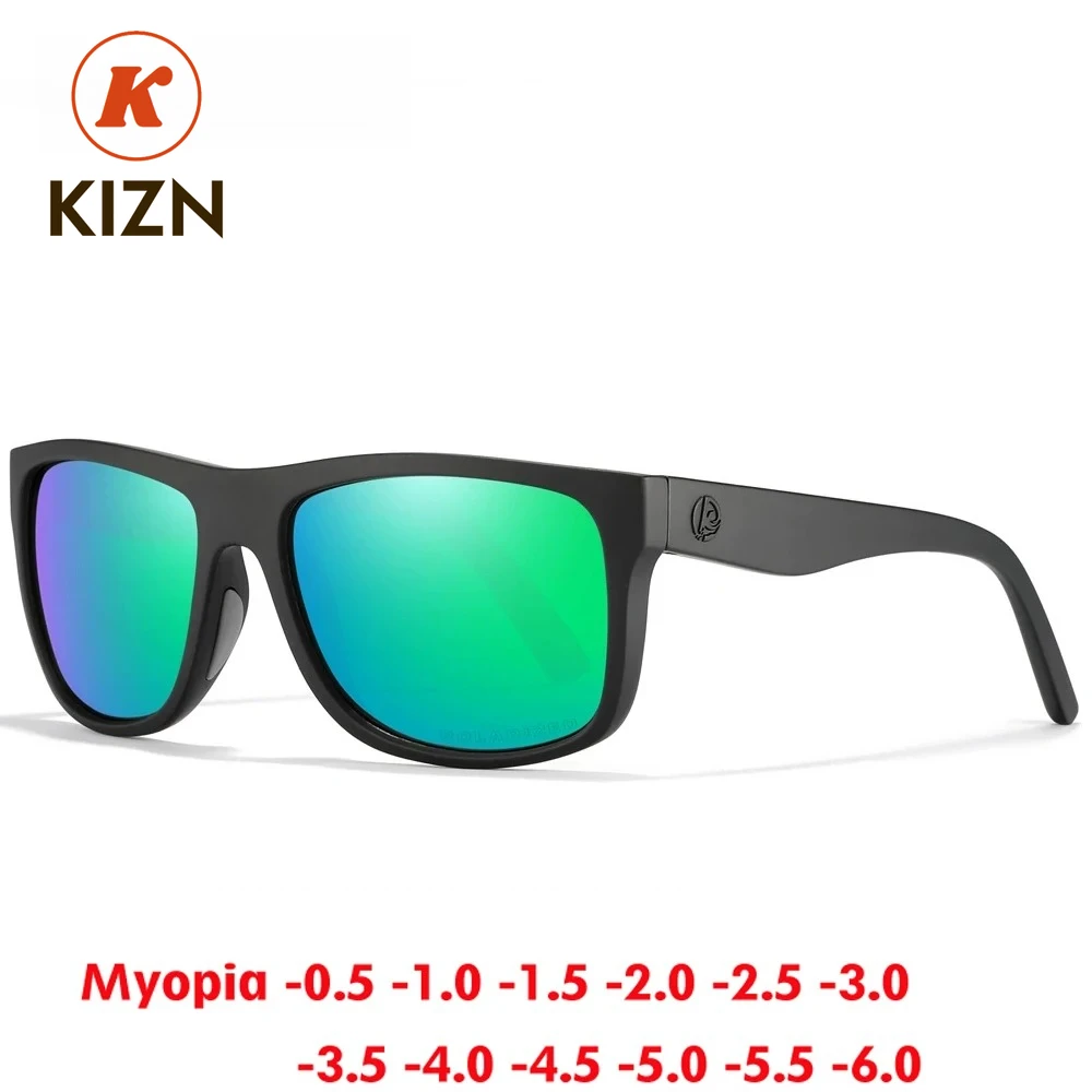 

KIZN классические модные солнцезащитные очки для близорукости квадратные мужские и женские поляризационные уличные очки по рецепту велосипедные очки от -0,50 до -6,0