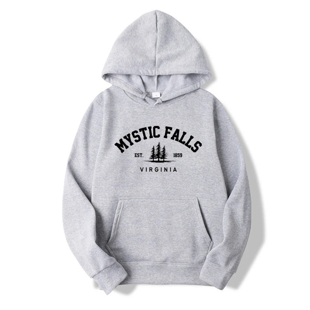 Mystic Falls Virginia Hoodie Salvatores Hooded Sweatshirt Unisex Long Sleeve Crewneck Pullovers Casual Hoodies for Vampire Fans