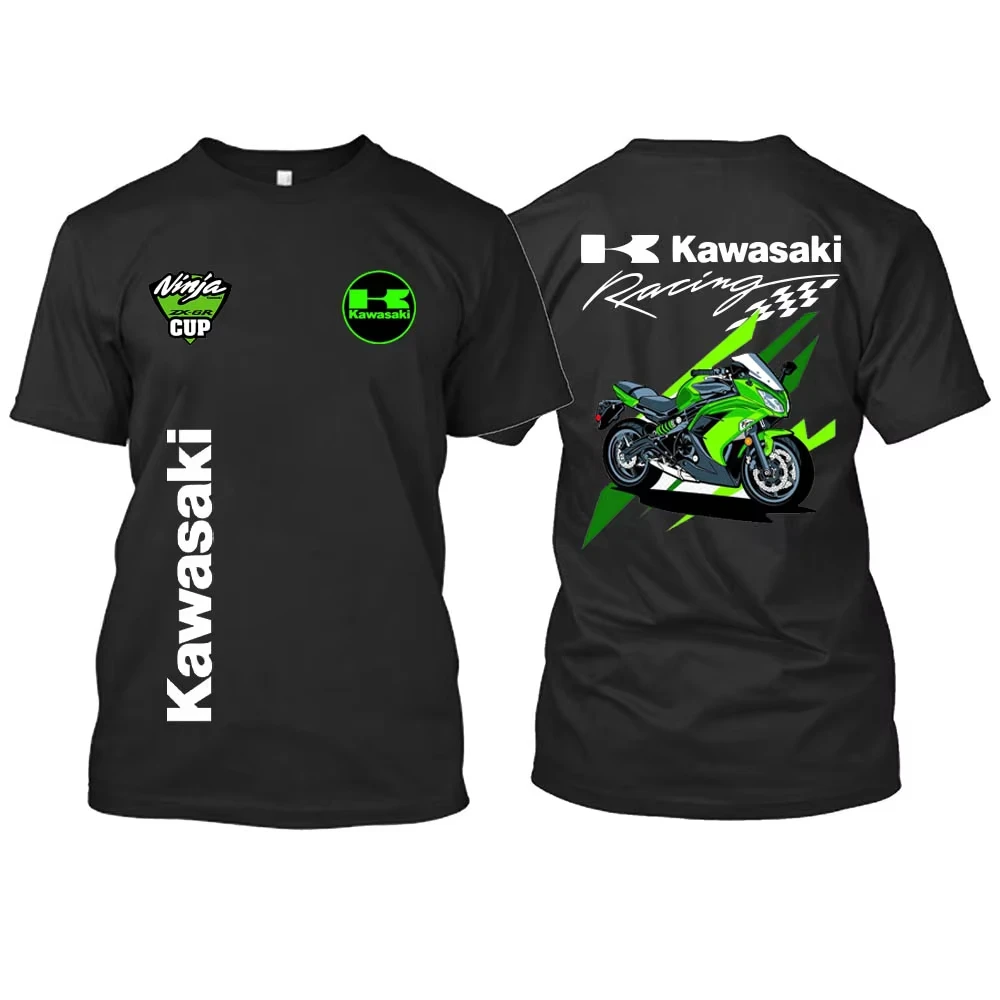 

2025-26 Fashion Kawasaki Outdoor Motorcycle Racing Clothing Extreme Sports Lovers Men Fashion Summer Cotton Unisex Short Sleeves