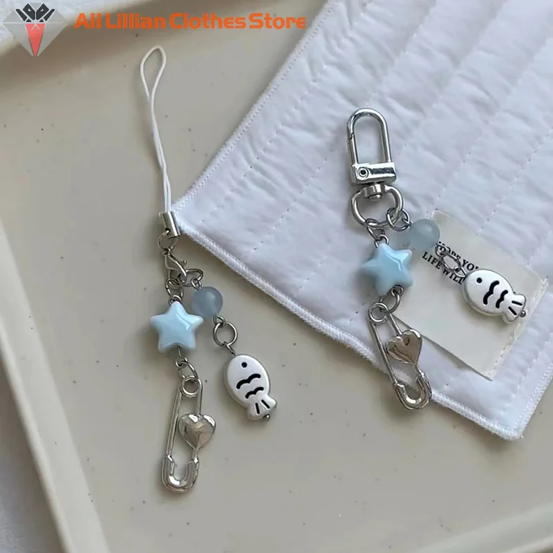 Summer Small Fish Star Charm Keychain Phone Lanyard Keyring Bag Pendant Accessory Aesthetic Y2k Jewelry