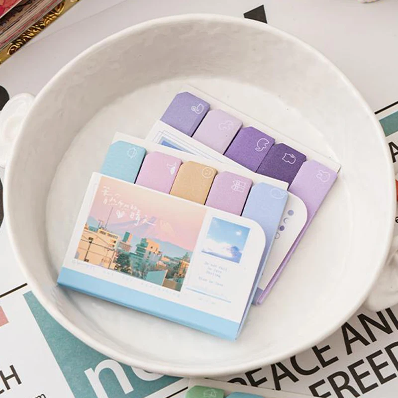 150PCS เกาหลี Sticky Morandi สติกเกอร์โน้ตบุ๊ค Index Art โน้ตบุ๊คสติกเกอร์แท็กบุ๊คมาร์คโรงเรียนอุปกรณ์สํานักงานเครื่องเขียน