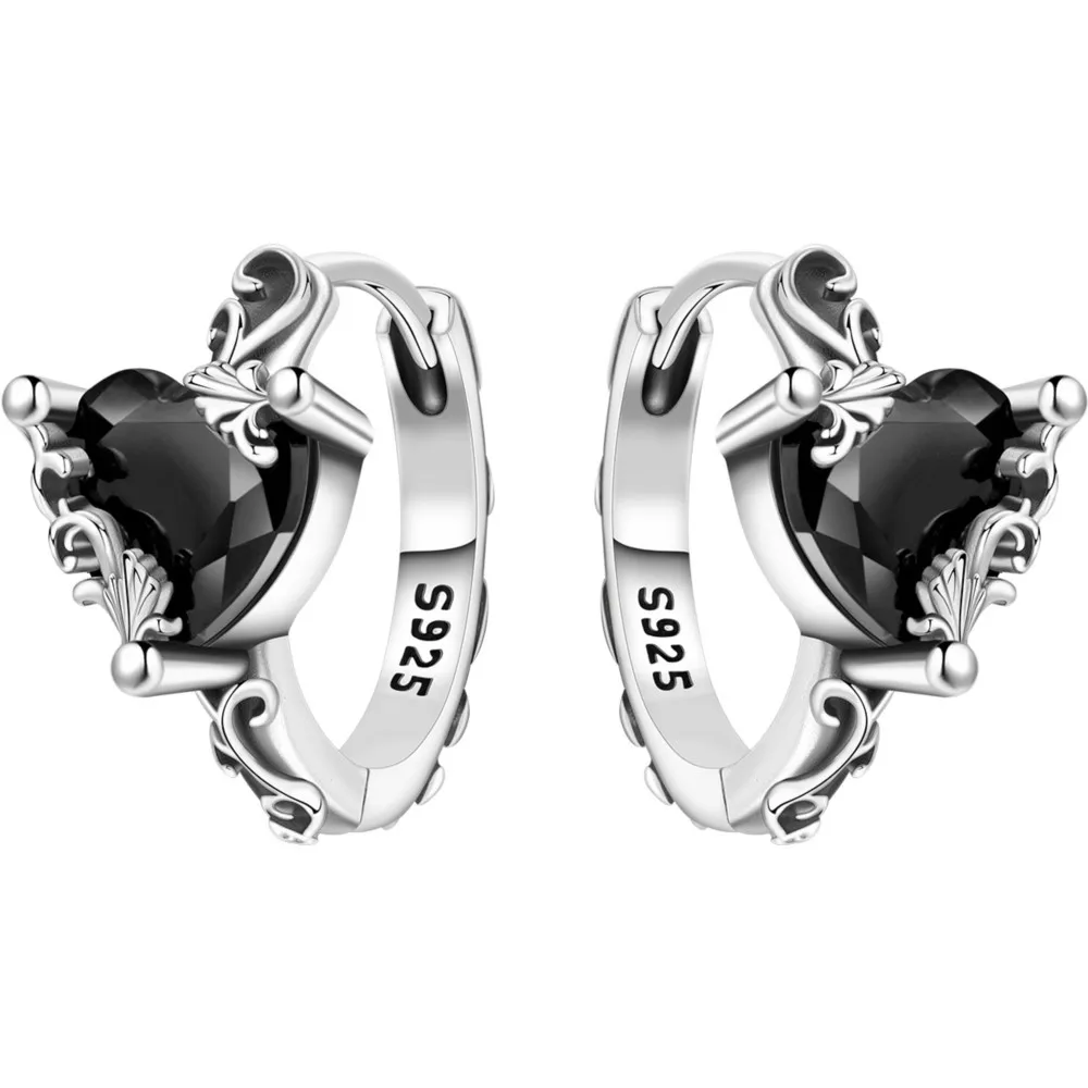 

Orstarry Original 925 Sterling Silver Vine Love Black Zirconia Earrings Women Hoop Earring Anniversary Jewelry Trendy Gifts