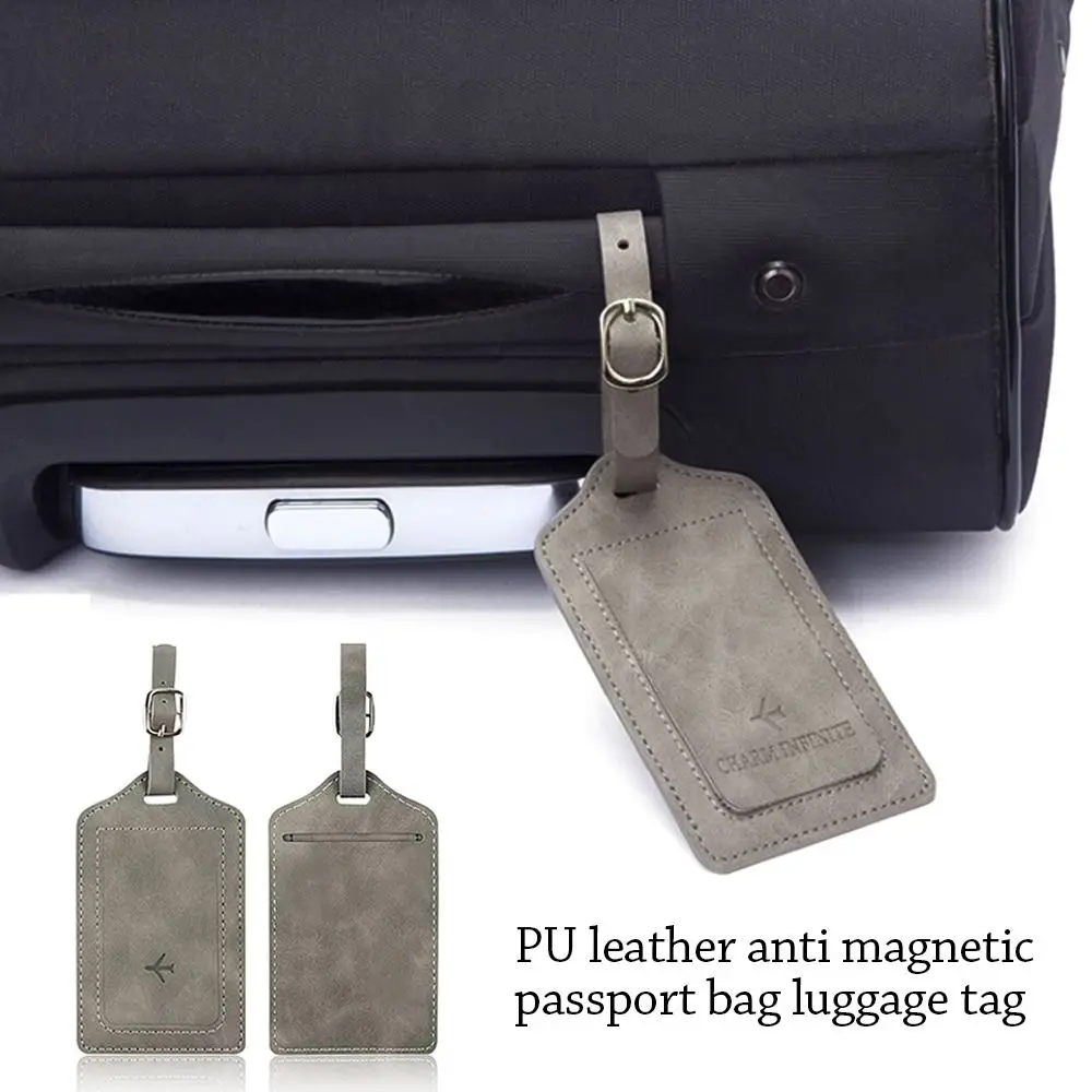 Fashion Leather Luggage Tag with Signature Paper Portable Baggage Label Universal Travel Boarding Tags Men Women