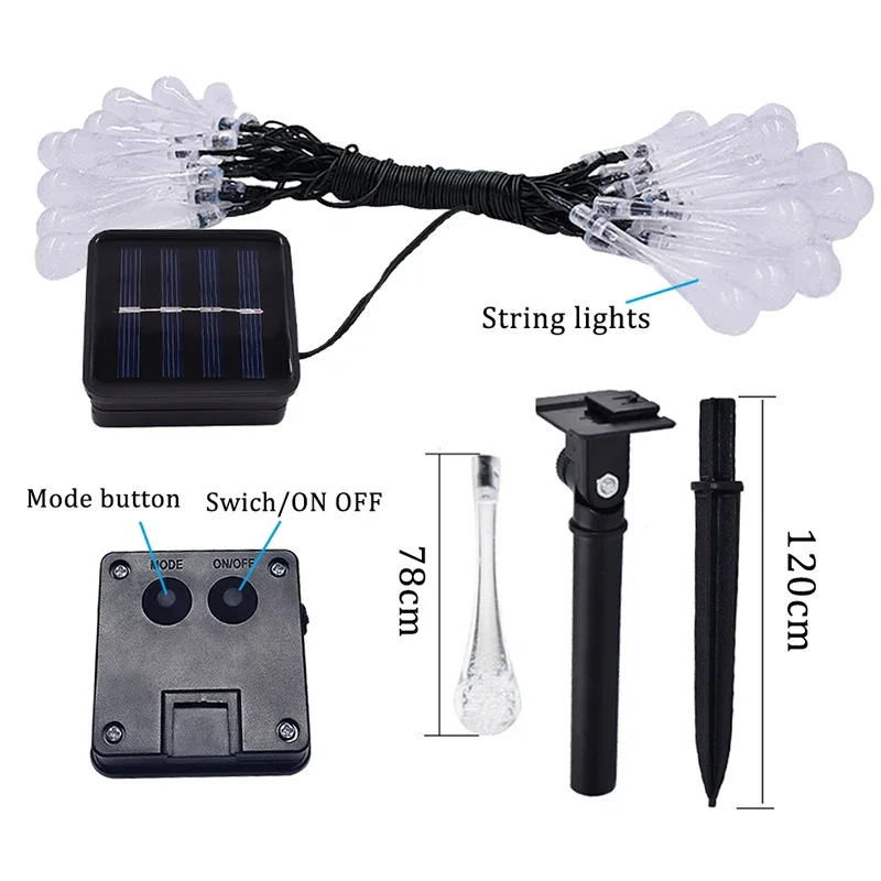 Solar String LED Lights Outdoor Garden Fairy Light for Wedding Christmas 2025 Festival Party Decor - Energy Efficient Lighting