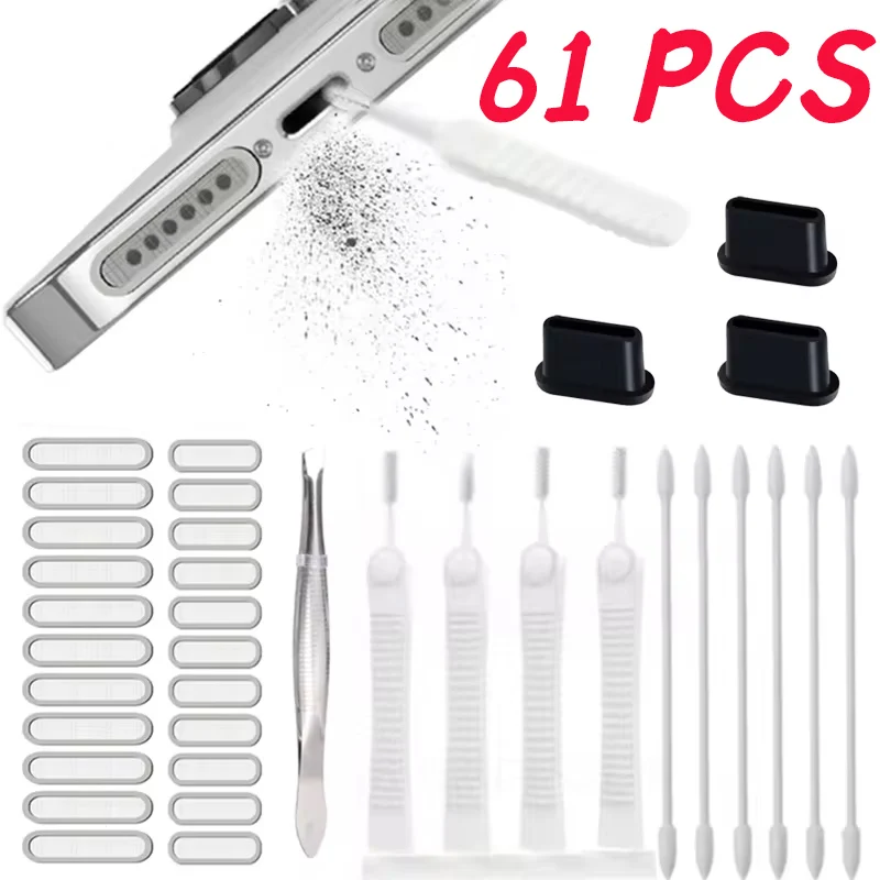 61Pcs Universal Mobile Phone Speaker Charging Port Cleaning Set Dust Mesh Dust Removal Cleaner Tool Kit For iPhone15 14 Samsung