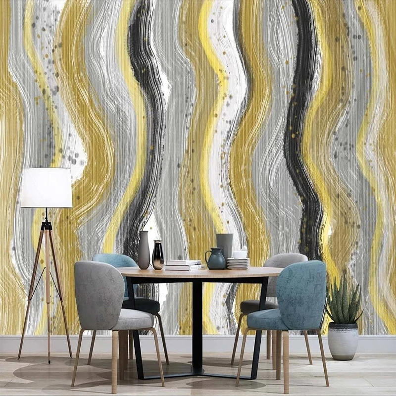 

Custom 3D Mural Wallpaper Abstract Golden Curve Wall Painting Modern Art Living Room TV Background Wall Decoration Wall Paper