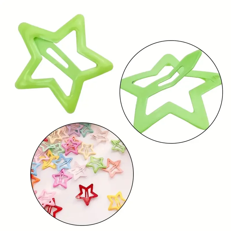 10 Pcs Colorfuly Dopamine Hair Clips Y2K Star Bangs Hair Grip Baby Five-pointed Star Hair Claws Hair Braid Headedress BB Clips