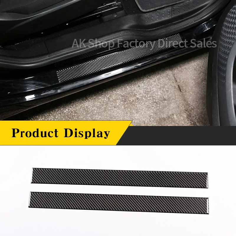 For Mercedes Benz Smart 2016-2021 Real Carbon Fiber Car External Welcome Door Sill Scratch Panel Cover Sticker Car Accessories