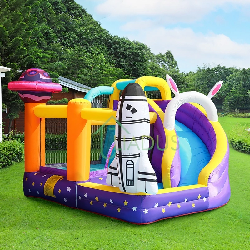 Bounce House with Slide Courtyard Inflatable Castle with Blower Bouncy Castle Children Outdoor Party Game Play House with Pool