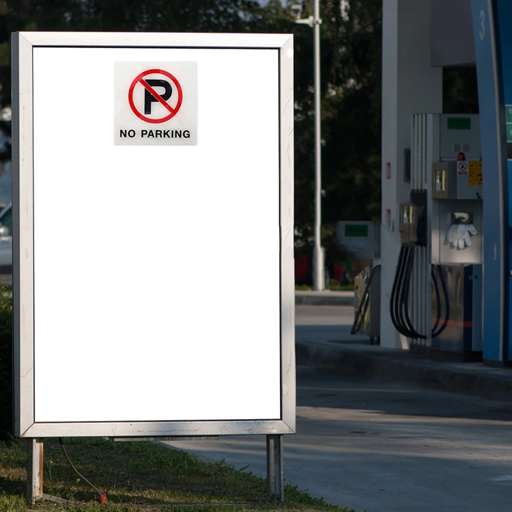 

2pcs No Parking Signs Stickers Red Black Lettering Self Adhesive Easy Installation Waterproof Decorative Plates