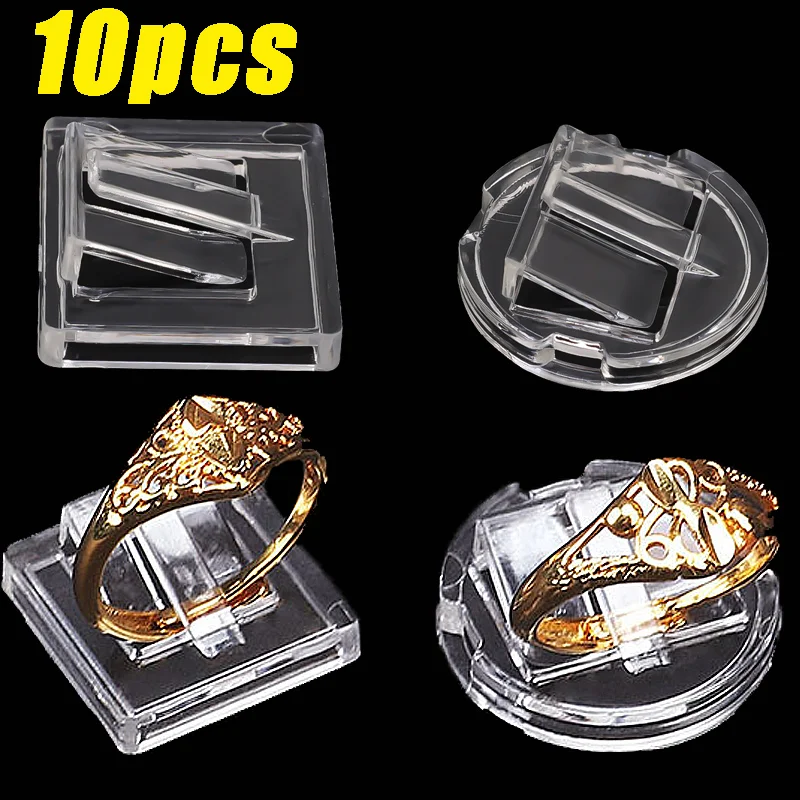 10 Pcs Transparent Rings Display Rack Plastic Round Jewelry Storage Strand Showcase Shopwindow Display Racks Storage Organizer