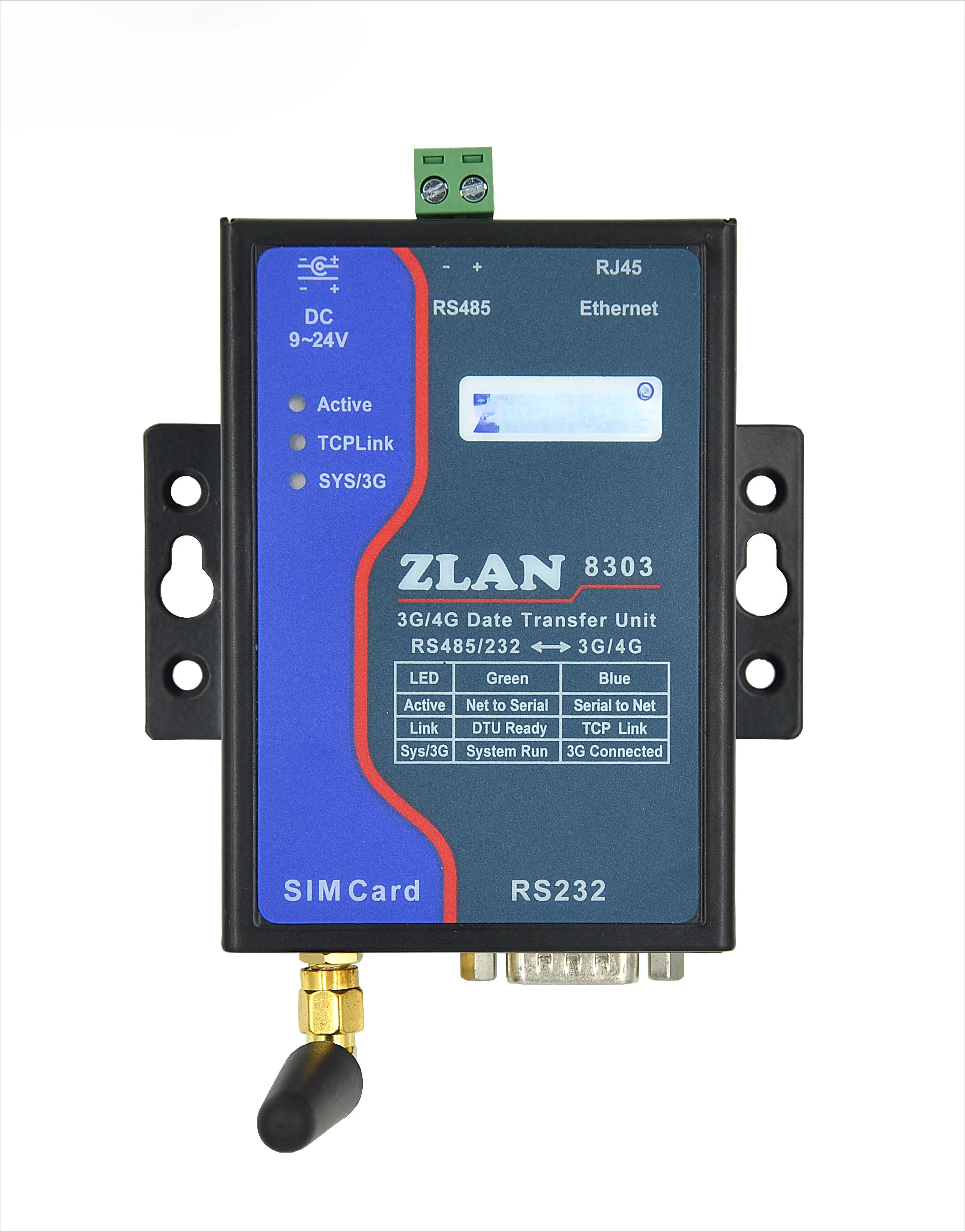 ZLAN8303 2G 3G DTU seriële poort RS232 RS485 naar Telecom 2G/3G RJ45 GPRS ethernet gsm modem