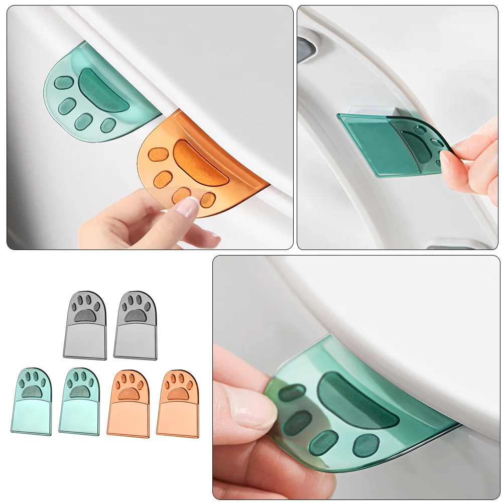 

6pcs Cat Claw Toilet Seat Lifter Transparent Bathroom Accessories Durable Hygienic Tool Small Size Space Saving Gift