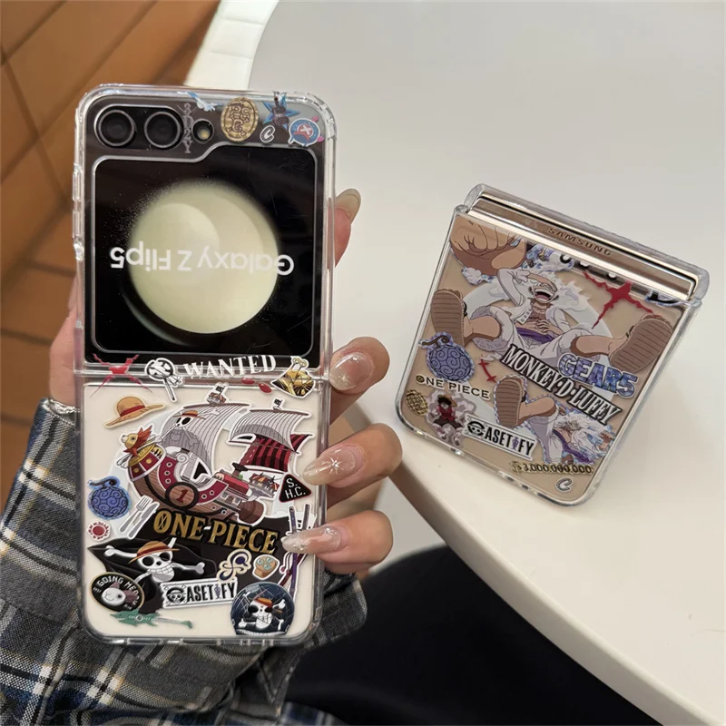 

3D Anime Cute O-One P-Piece Luffy Folding flip Magsafe Wireless Charge Case For Samsung Z Flip 3 4 5 6 7 zflip7 Magnetic Holder
