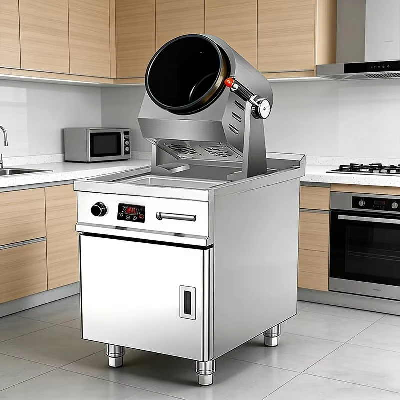 Commercial Automatic Rotating  Electric Cooking Machine with Cabinet Intelligent Stir Fry Robot Stainless Steel Equipment