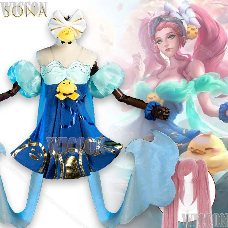 

Лига Sona Buvelle Lotus Hot Springs, одежда для косплея, женский наряд персонажа аниме, сексуальное платье, женское платье на Хэллоуин, ролевая игра, карнавал