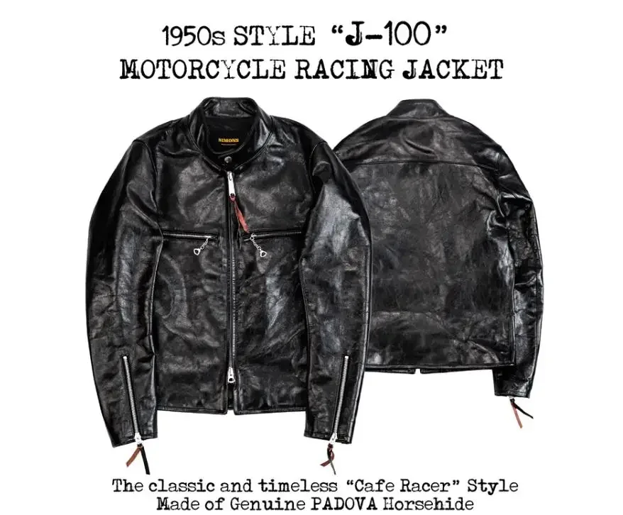 YR,Wholesales.Luxury Brand.1950S J-100 tea core horsehide jacket.Motor Racing leather coat.Mens genuine cloth.Classic