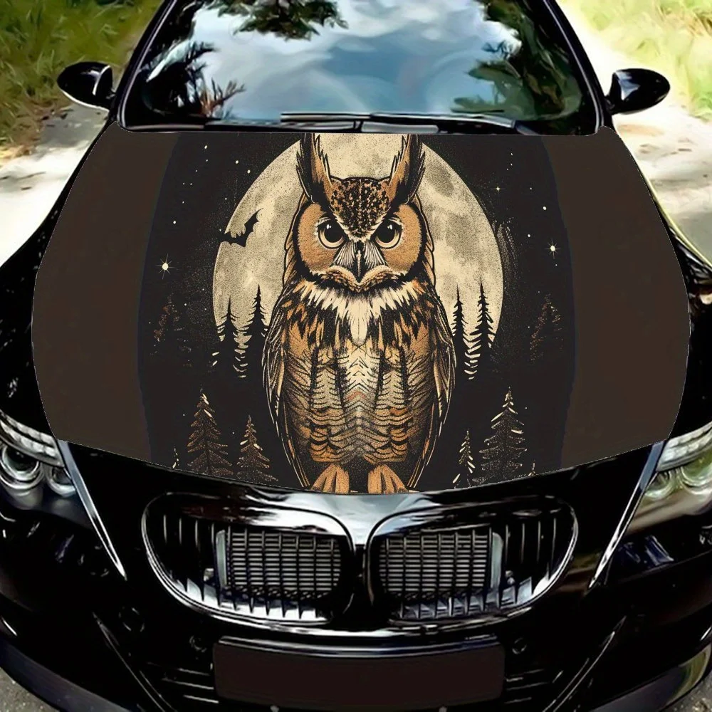 

Moon - Forest Owl Shadow car hood stickers, waterproof self-adhesive, scratch resistant, easy to stick, durable car PVC stickers