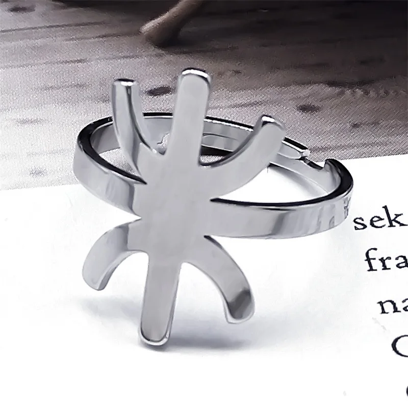 2024 New stainless steel African Amazigh letter Ring fashion light luxury titanium steel ring accessories