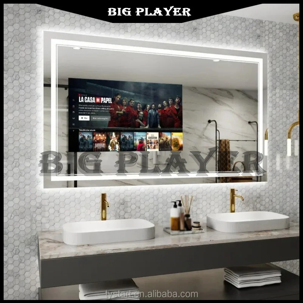 

Hotel High Quality Smart Led Mirror Wall Mounted Beauty Salon Android Bathroom Mirror with Tv Screen Modern