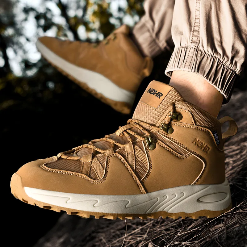 Men Autumn Thick Sole Outdoor Hiking Shoes, Non-Slip Wear Resistant Plus Size Work Shoes, Breathable Casual Sports Sneakers