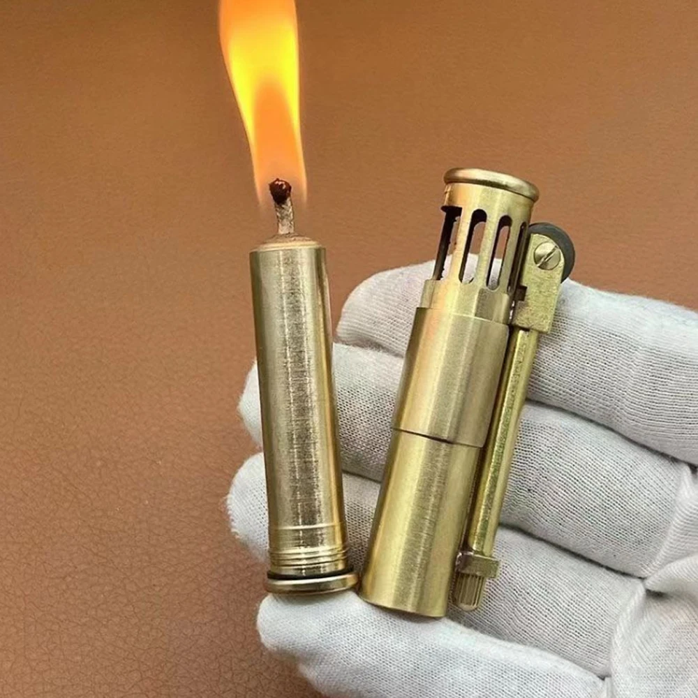 

Retro Metal Windproof Kerosene Lighter Antique Old Trench Wheel Flint Cigarette Lighters personality Fire Novelty Gadget