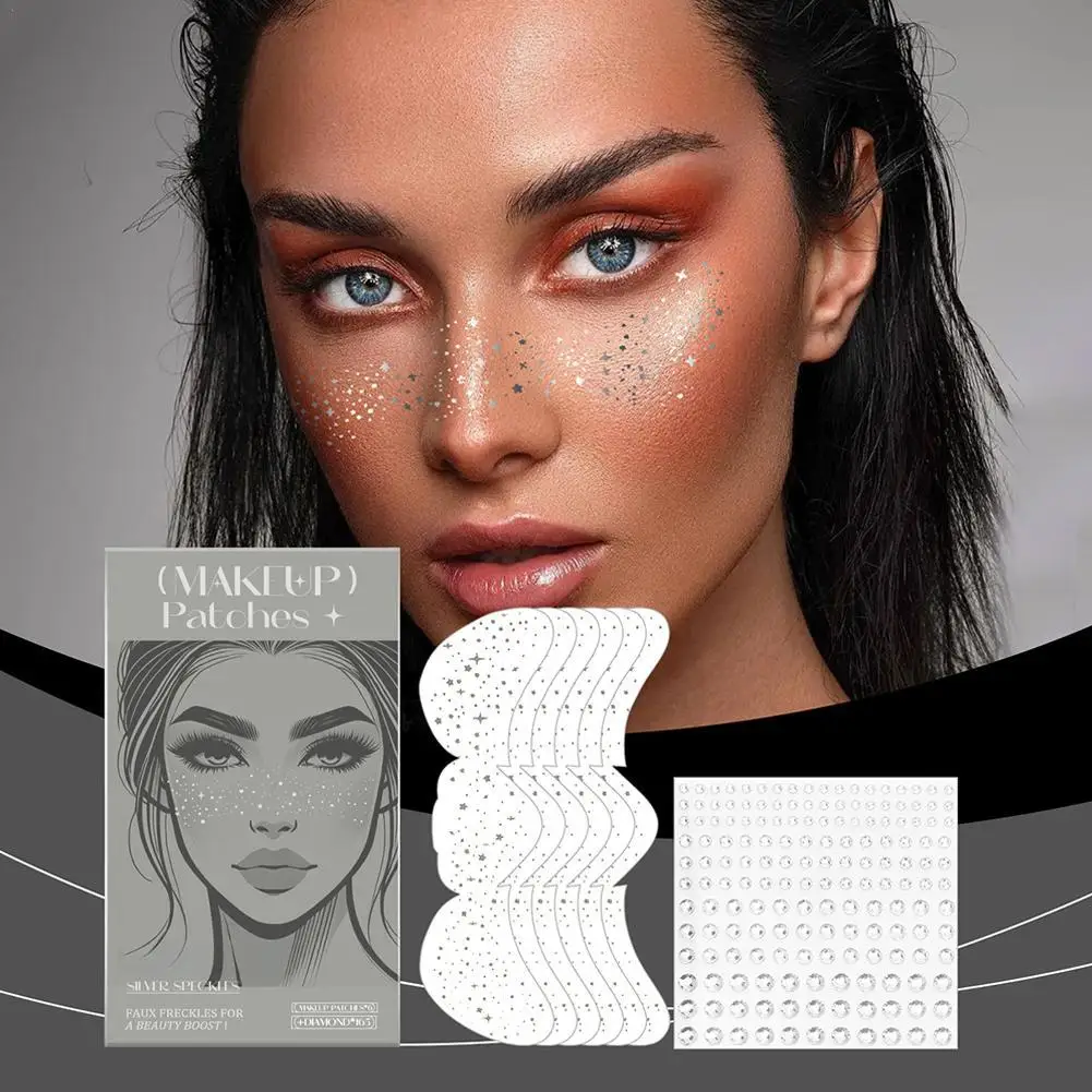 New Flash Face Tattoo Sticker Diamond Eye Makeup Waterproof Stars Choker Pattern Freckles Gold Eye Decals Bride Tribe Girl Party