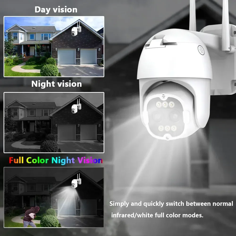 4K 8MP Smart Wifi PTZ Camera 8x Digital Zoom AI Human Detection Wireless CCTV IP Camera Home Security Protection 10CH Set Kits