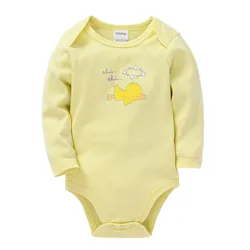 Kavkas Autumn Unisex Baby Clothes 0-12 Months 100% Cotton Yellow Duck Design Newborn Bodysuit Overalls