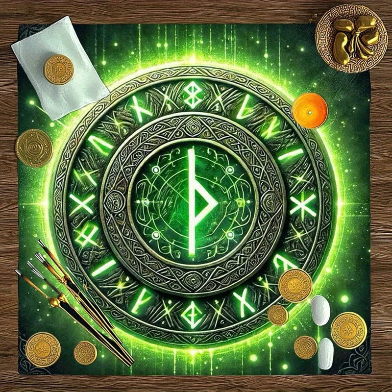 Mystical Tarot Divination Cloth Boho Witchy Astrology Reading Mat Square Altar Tablecloth 60x60cm