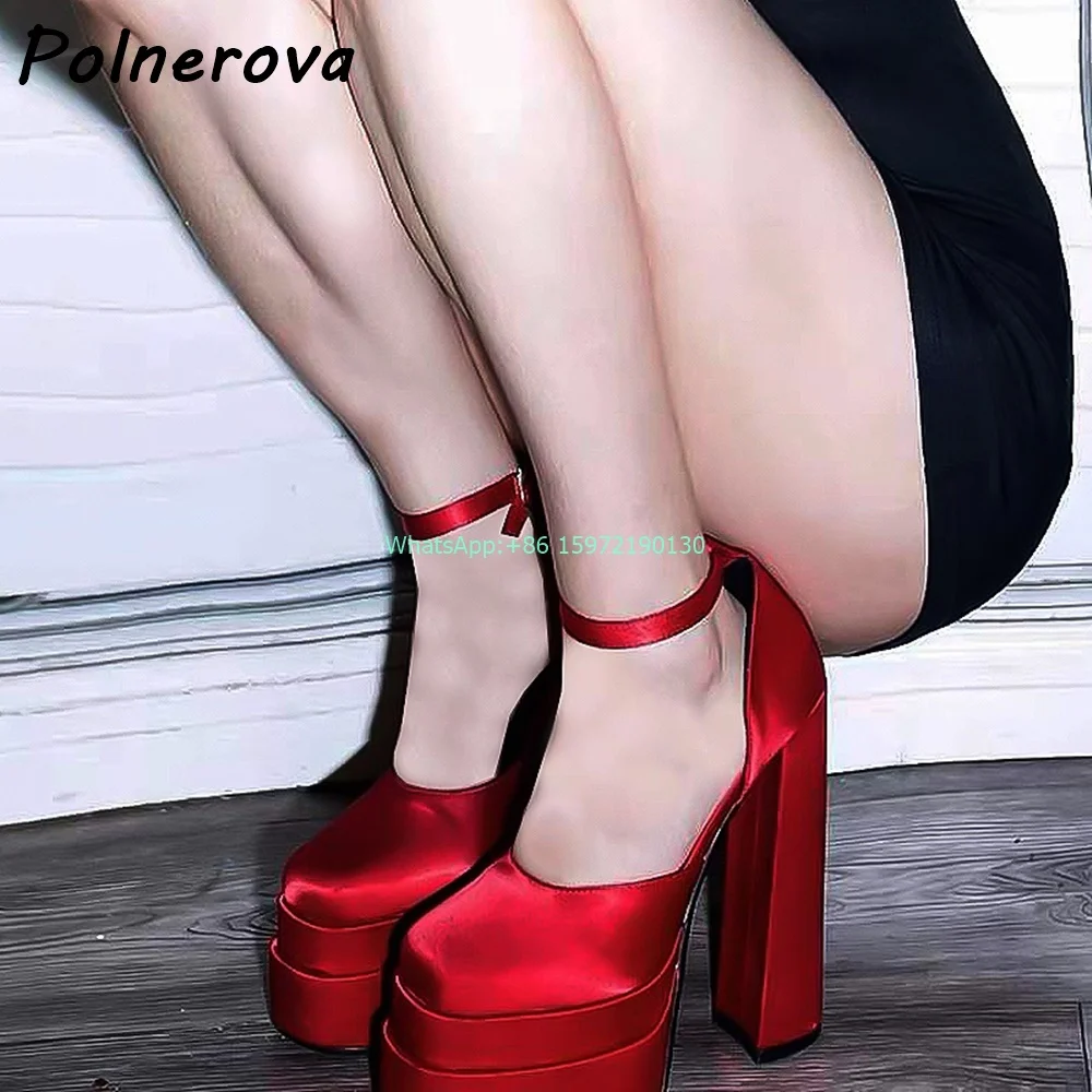 

Crystal Ankle Band Solid Pumps Chunky Heels Square Toe Buckle Strap Shoes Shallow Elegant Sexy Luxury Runway Street Shoot Shoes