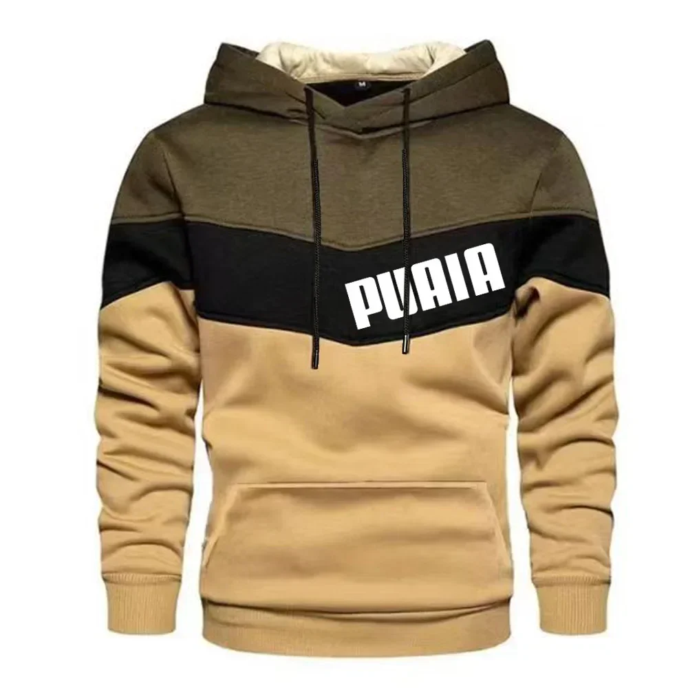 

spring Men's Patchwork Hoodies Long Sleeve Sweatshirts Casual Hip Hop Style Hooded Tops Male Daily Pullover Tops