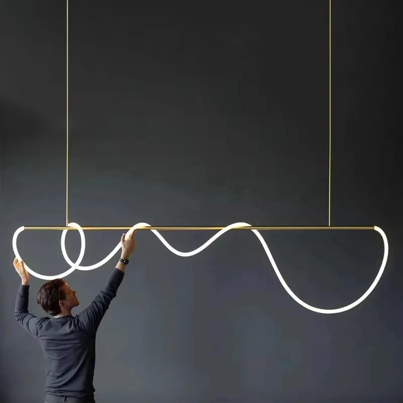 Musical Note Pendant Light Modern Long Hose LED Ceiling Chandelier Dining Living Room Desk Table Luster Home Decor Design Lamps