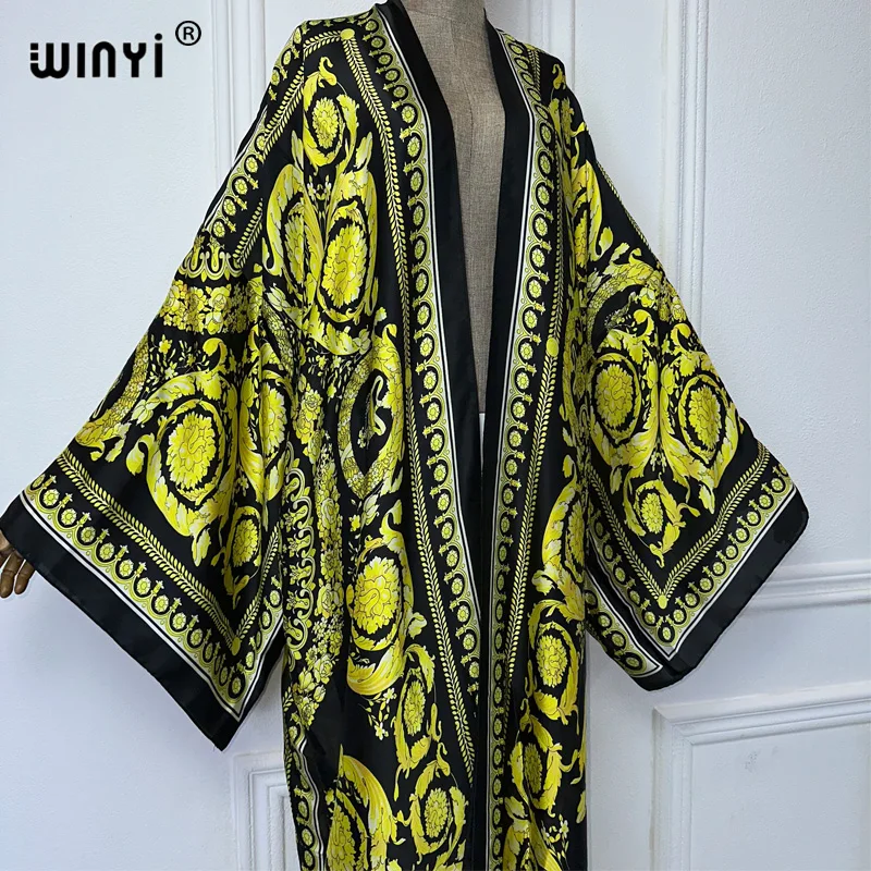 WINYI Africa boho print kimono abiti africani per donna cardigan abiti da spiaggia caftano beach cover up abito da sera maxi coat