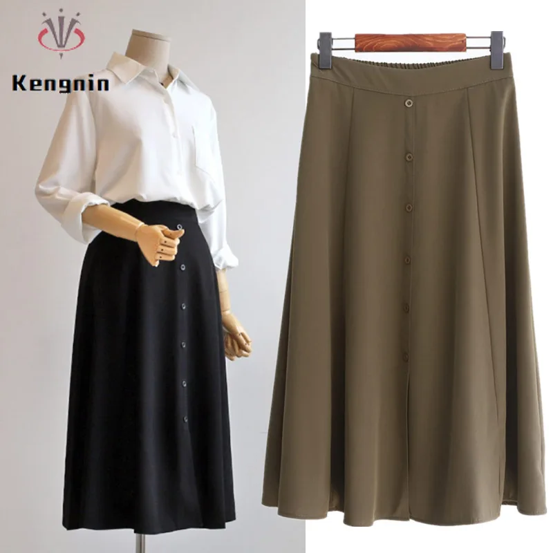 

European Style Women's Skirts 2024 Spring Summer Loose Plus Size 4XL Lady Skirts Simple Female Bottom Casual A-Line Skirt KN622