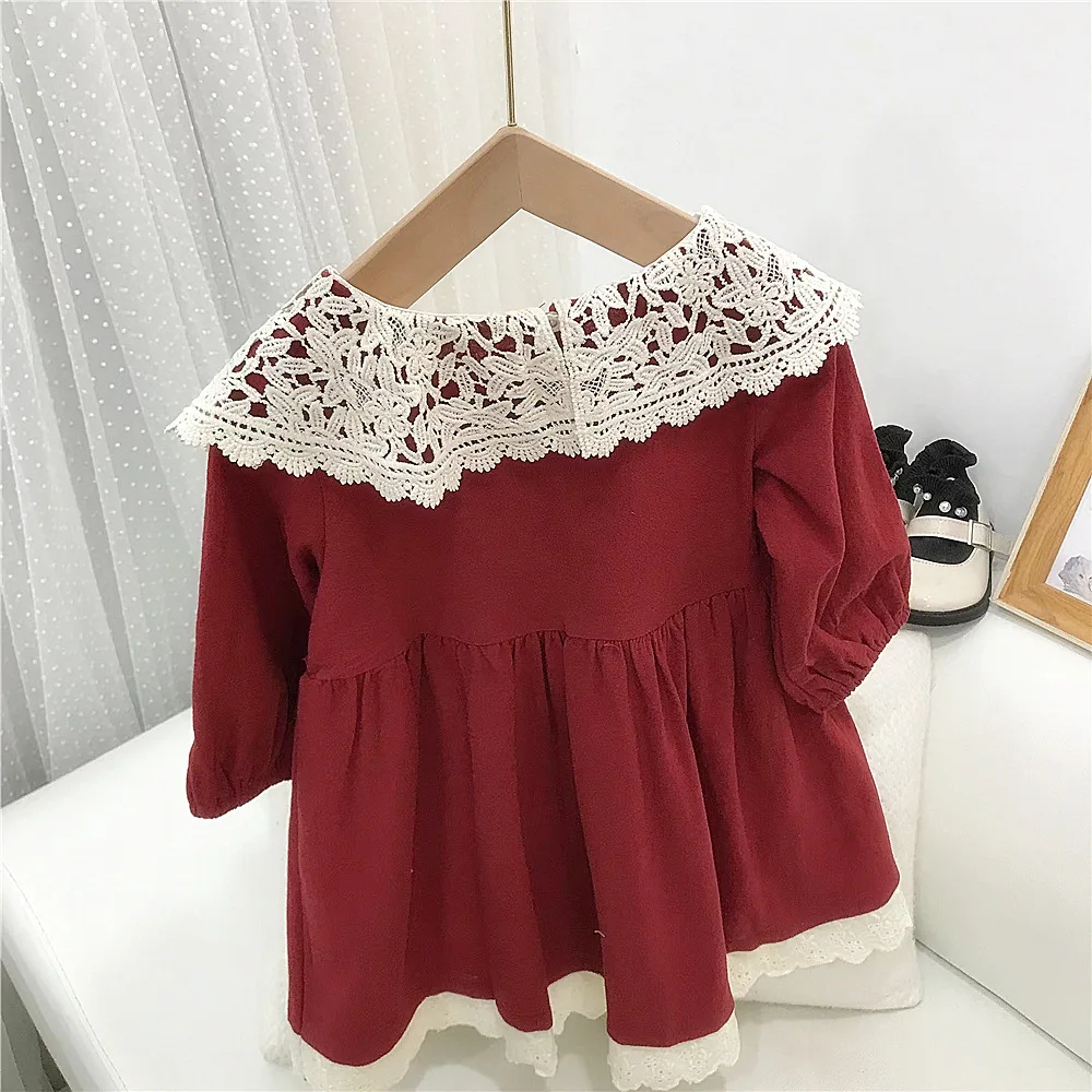 Spring Autumn Princess Dress For Girls Lace Floral Girls\' Dresses Casual Long Sleeve Baby Girl Dress Clothing Children Costume