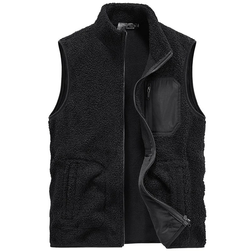 2023 Winter neue mittlere Alter Weste Lamm Fleece Mode warme Weste doppelseitige Samt Papa Tank Top Teddy Samt Weste