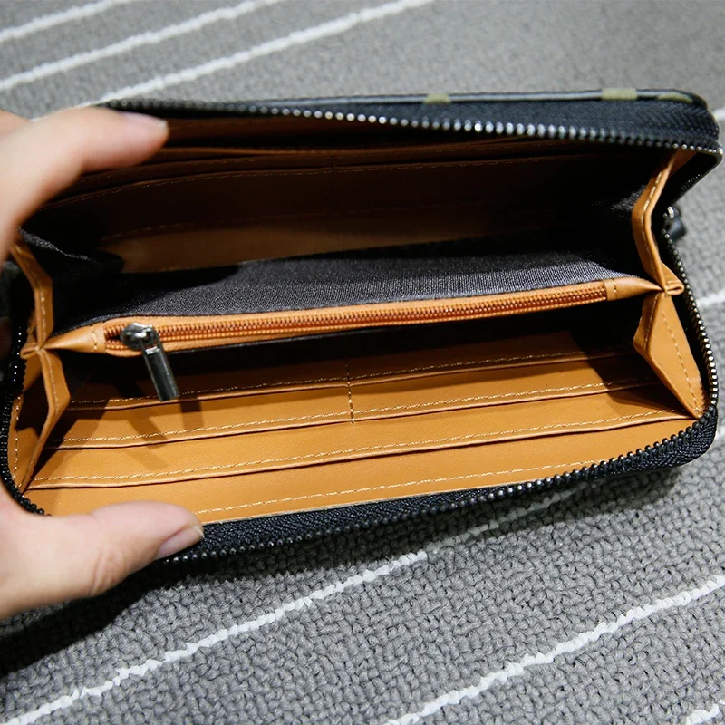 Men Wallets Clutch Money Purse Wallet Large Capacity Long Card Holder Zipper Design Mens Clutch Purse Hasp Wallet